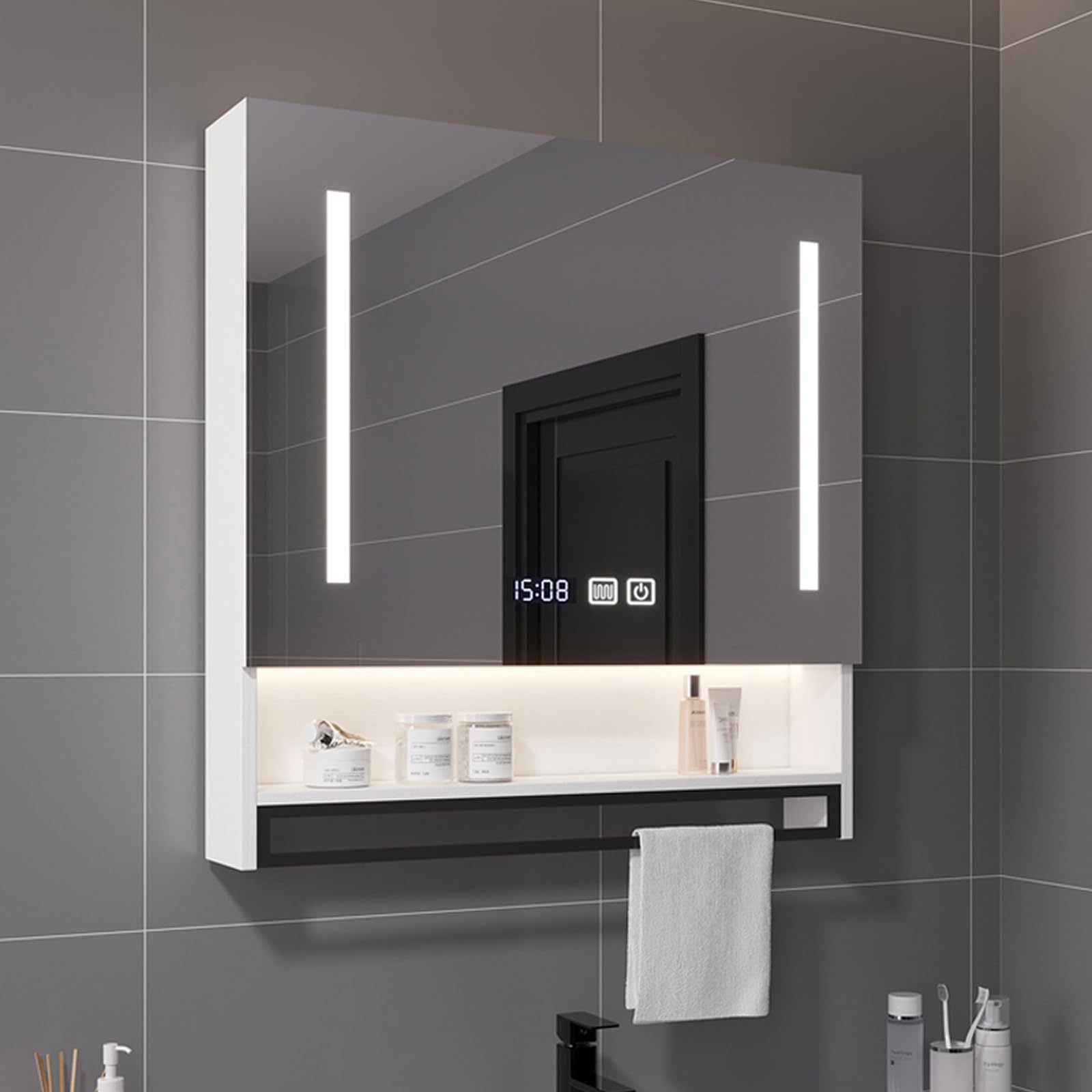 Amazon.co.jp: JSLJDM 多機能壁掛けミラーキャビネット,浴室お